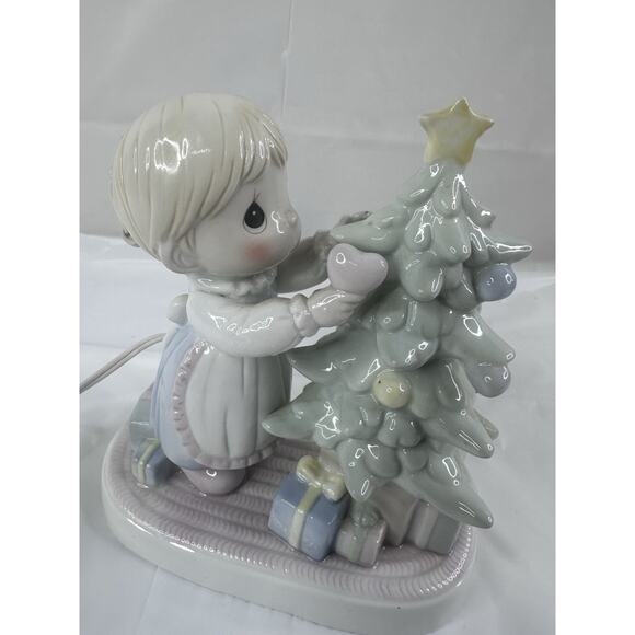 Enesco Precious Moments Girl Decorating Christmas Tree Night Light Ceramic X-mas - Picture 5 of 8